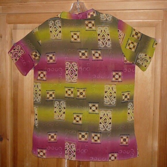 MLLE GABRIELLE Womans Shirt SIZE 14 Shirt Pink Multi Color Formal Blouse - Picture 5 of 5